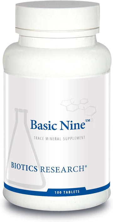 Biotics Research Basic Nine Whole Food Sourced Rare Trace Minerals, Phytochemically Bound, Includes Antioxidants Sod And Catalase. 100 Tabs