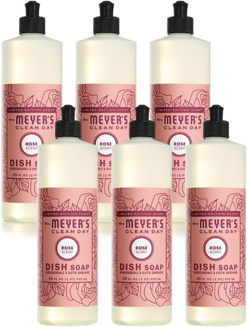 Mrs. Meyer's Liquid Dish Soap Rose Scented, 16 OZ. (Pack of 6)