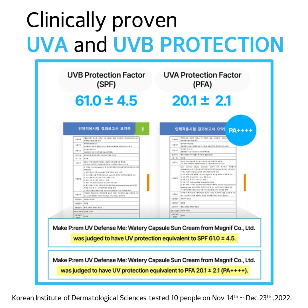 Uv Defense Me. Watery Capsule Sunscreen Spf50+ Pa++++ Vegan, Reef Safe, Korean Light Weight Moisturizing And Soothing Sunscreen, Uva/Uvb Protection, 50Ml, 1.69 Fl.Oz