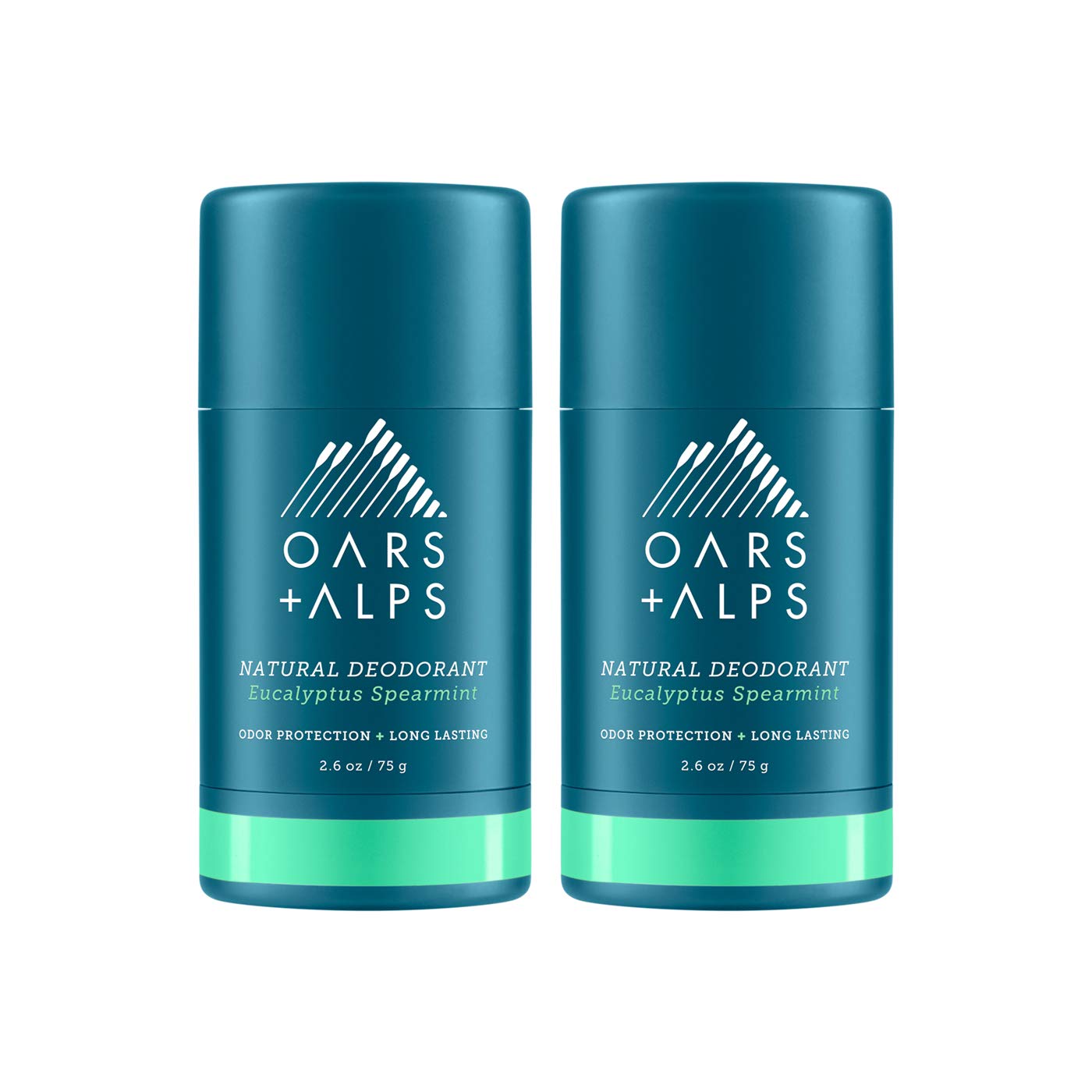Oars + Alps Aluminum Free Deodorant for Men and Women, Dermatologist Tested and Made with Clean Ingredients, Travel Size, Eucalyptus Spearmint, 2 Pack, 2.6 Oz Each