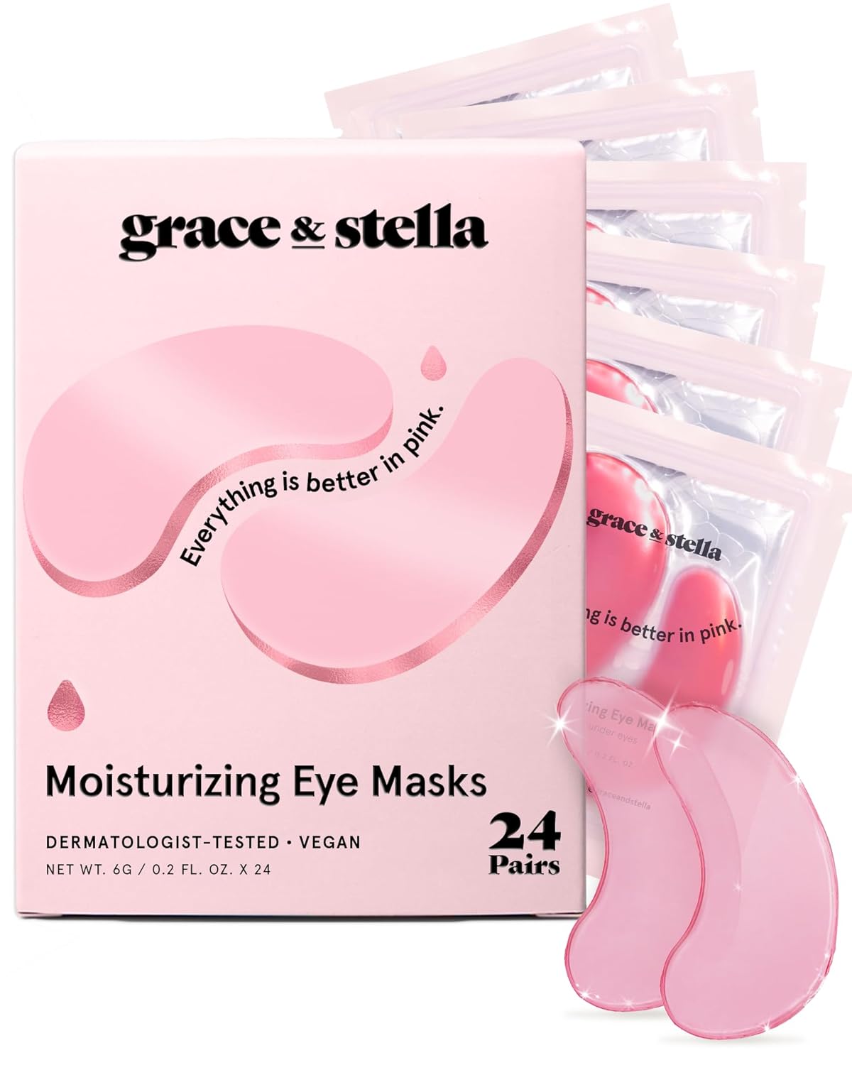 Grace & Stella Award Winning Under Eye Mask Reduce Dark Circles, Puffy Eyes, Undereye Bags, Wrinkles, Gel Under Eye Patches, Birthday Gifts For Women - Vegan Cruelty-Free Self Care (48 Pairs, Blue)