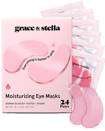 Grace & Stella Award Winning Under Eye Mask Reduce Dark Circles, Puffy Eyes, Undereye Bags, Wrinkles, Gel Under Eye Patches, Birthday Gifts For Women - Vegan Cruelty-Free Self Care (48 Pairs, Blue)