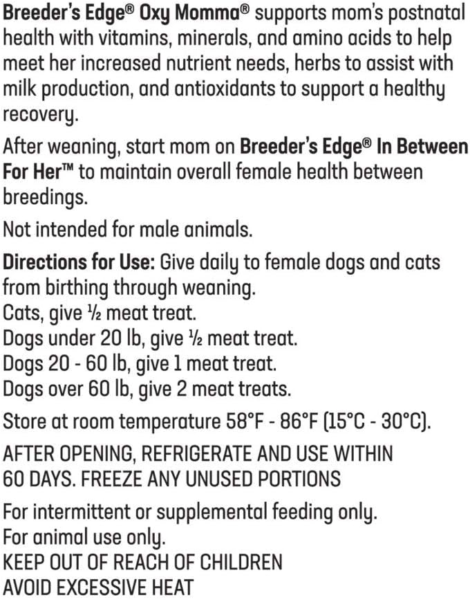 Revival Animal Health Breeder's Edge Oxy Momma- Nursing & Recovery Supplement- 40ct Meat Treats (Packaging May Vary) : Pet Multivitamins : Pet Supplies