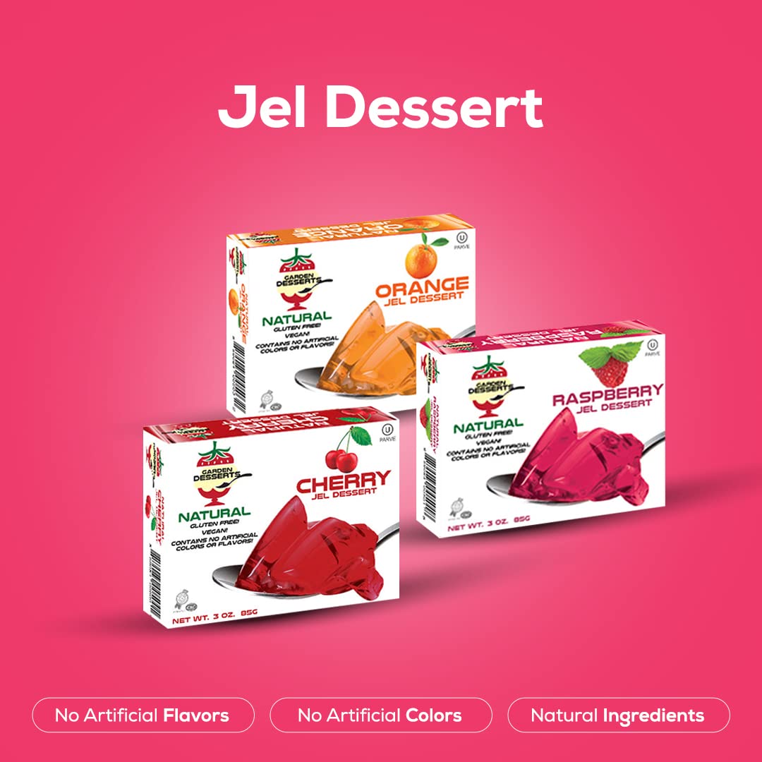 Natural Jello Dessert Mix - Vegan Jello By Garden Desserts [Variety Pack] Gluten Free, Dairy Free, Non Gmo, Kosher Gelatin Free Jello, 3 Ounce Box [Pack Of 3]