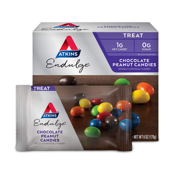 Atkins Endulge Chocolate Peanut Candies, Dessert Favorite, 0G Sugar, 20 Count