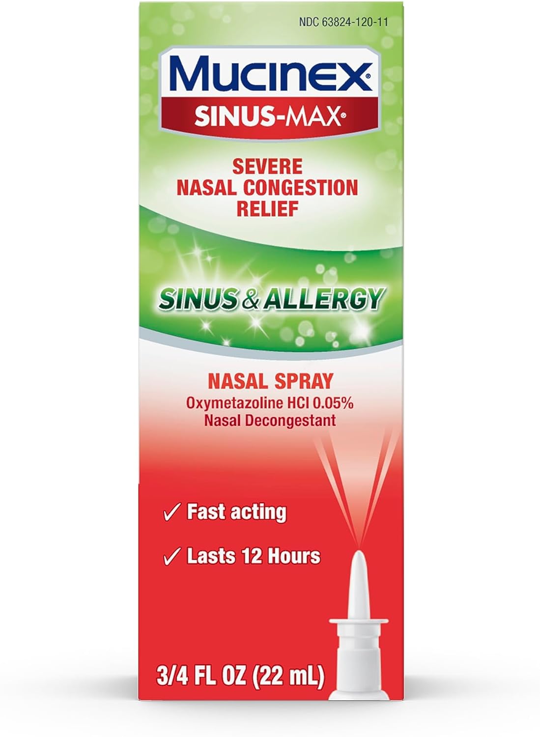 Mucinex Sinus-Max Severe Nasal Congestion Relief Sinus & Allergy Nasal Spray, 0.75 Fl Oz