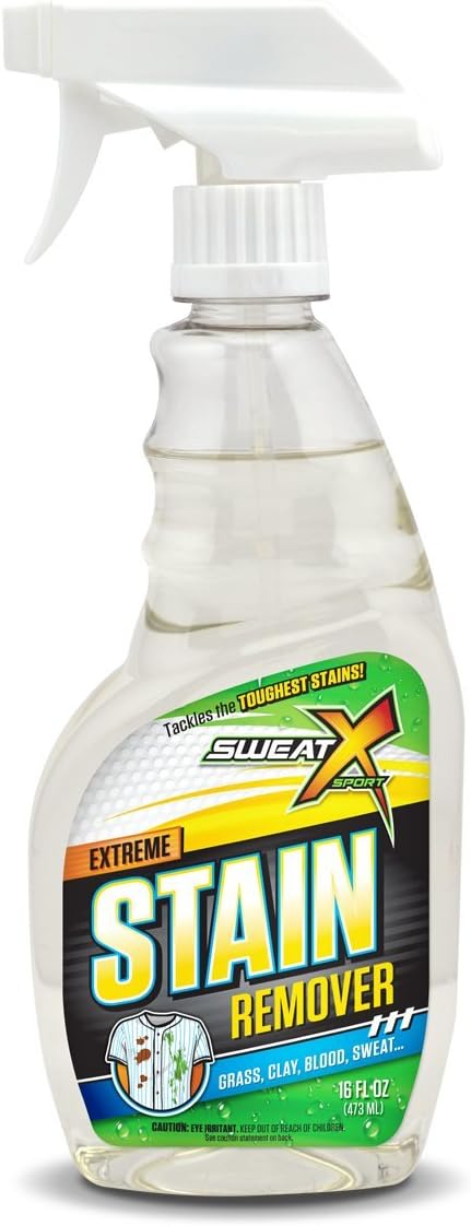 Sweat X Extreme Stain Remover – Multi-Purpose Nontoxic Stain Spray – Advanced Stain Removal for Sport and Activewear – Safe for All Fabrics – Tested Formula with Proven Results – 16 Fl Oz