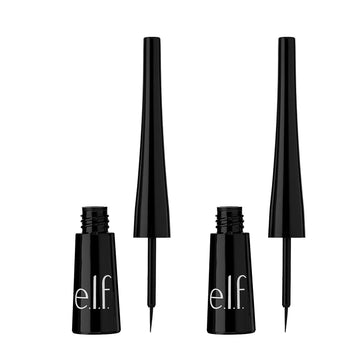 E.L.F. Expert Liquid Liner, High-Pigmented, Extra-Fine Liquid Eyeliner For Precise Definition, Long-Lasting, Vegan & Cruelty-Free, Jet Black, 0.14 Oz, 2 Count(Pack Of 1)