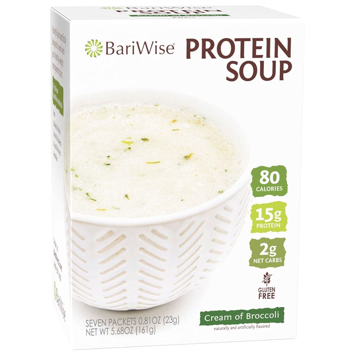 Bariwise Protein Soup Mix, Cream Of Broccoli, Gluten Free, Low Carb & Keto Friendly (7Ct)