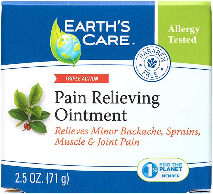 Earth's Care Pain Relieving Ointment - Triple Action Muscle and Joint Pain Relief Cream - Topical Analgesic 2.5 oz. (71 g)