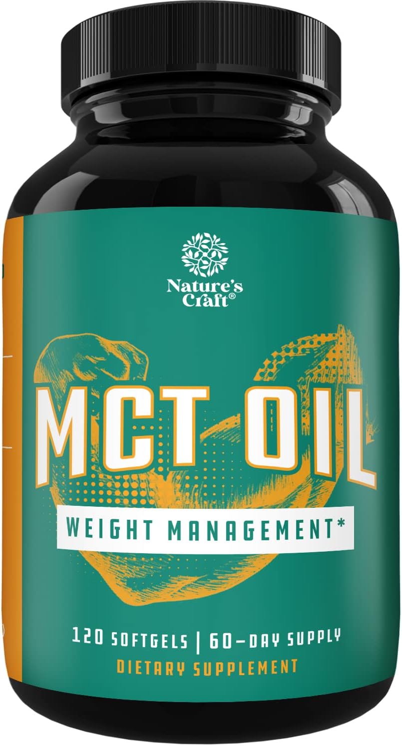 C8 MCT Coconut Oil Softgels - MCT Oil Keto Pills with Caprylic Acid Coconut Oil for Body Sculpting Sustainable Energy Support and Brain Health - Potent Non GMO Gluten Free Keto MCT Oil Softgels