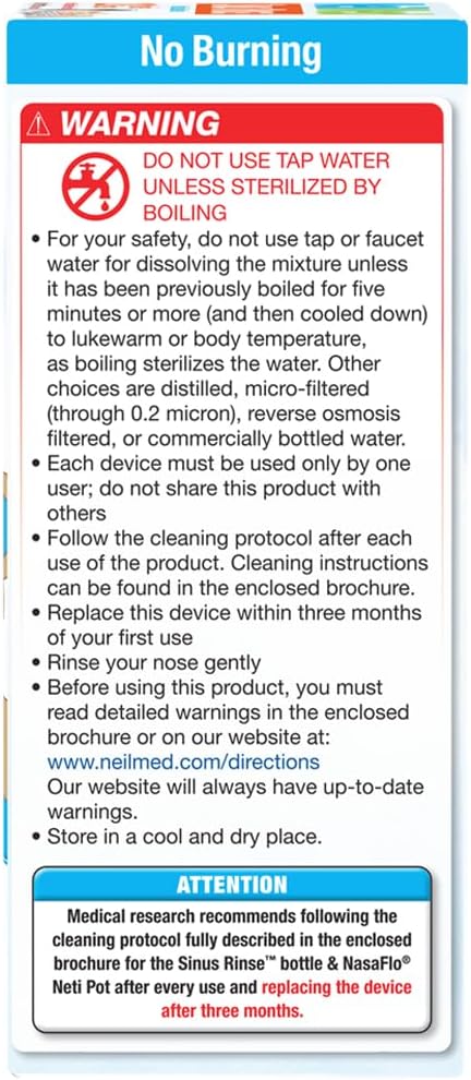 Sinus Rinse Pediatric Premixed Packets 120ct (Pack of 2)- Soothing, No Burning or Stinging Large Volume & Low Pressure System Saline Nasal Irrigation : Health & Household