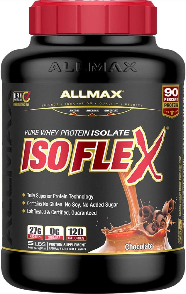 ALLMAX ISOFLEX Whey Protein Isolate, Chocolate - 5 lb - 27 Grams of Pr