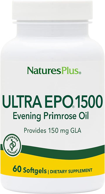 NaturesPlus Ultra EPO 1500-1500 mg Evening Primrose Oil, 60 Softgels - Gluten-Free - 60 Servings