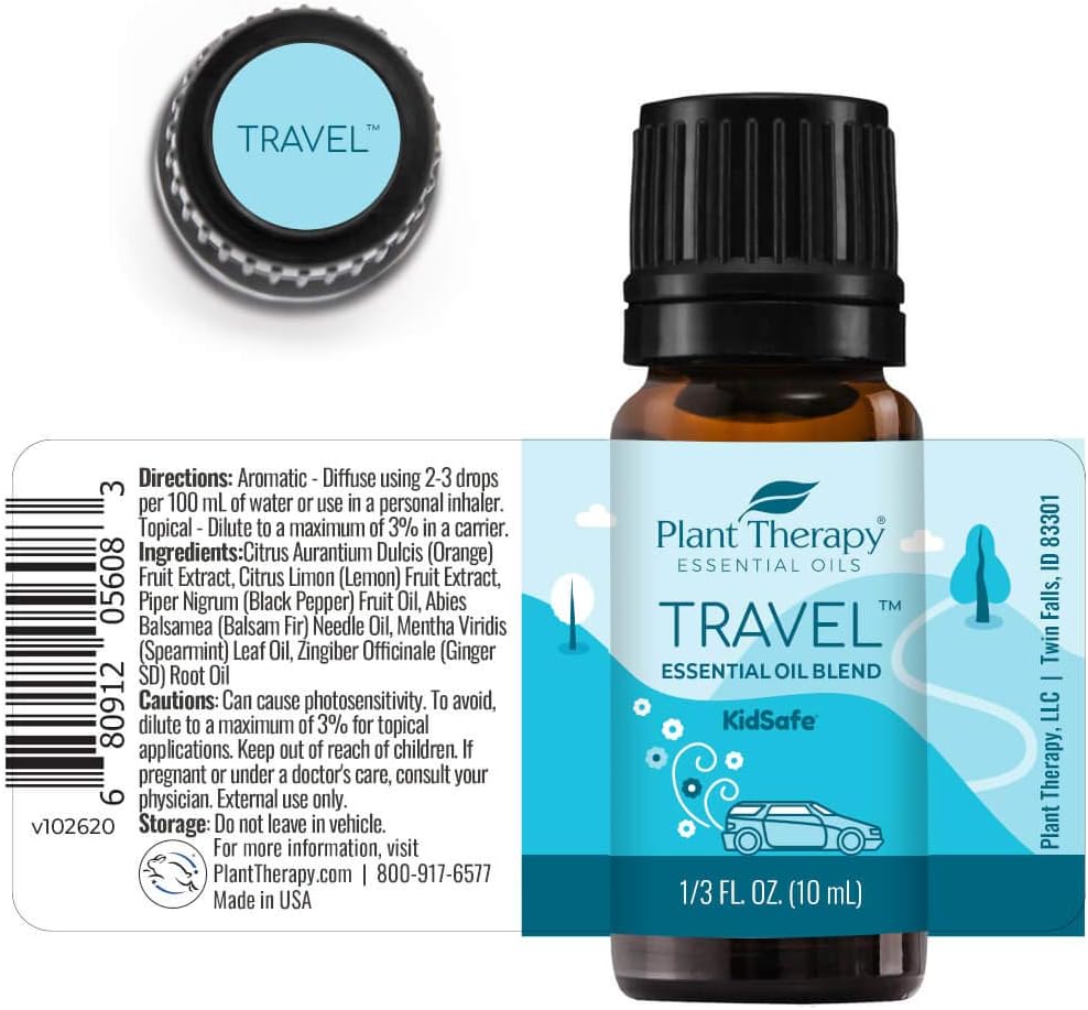 Plant Therapy Wood Grain Portable Diffuser Travel Pack, Includes The Travel Essential Oil Blend 10 mL (1/3 oz) 100% Pure, Undiluted, Natural Aromatherapy, Therapeutic Grade : Health & Household