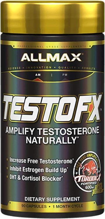 Allmax Nutrition Testofx Male Support, Supports Strength, Stamina, And Endurance, Formulated With Tribulus Terrestris, Ashwagandha, Tongkat Ali, 90 Capsules, 30 Day Supply