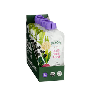 Kekoa Foods Beets, Fennel & Kale Baby Food Purée | 100% Usda Certified-Organic, No Sugar Added | Organic, Non-Gmo, Gluten-Free, Vegan | Nutrient-Rich Blend With Leeks & Black Beans | 3.5 Oz Squeeze Pouch
