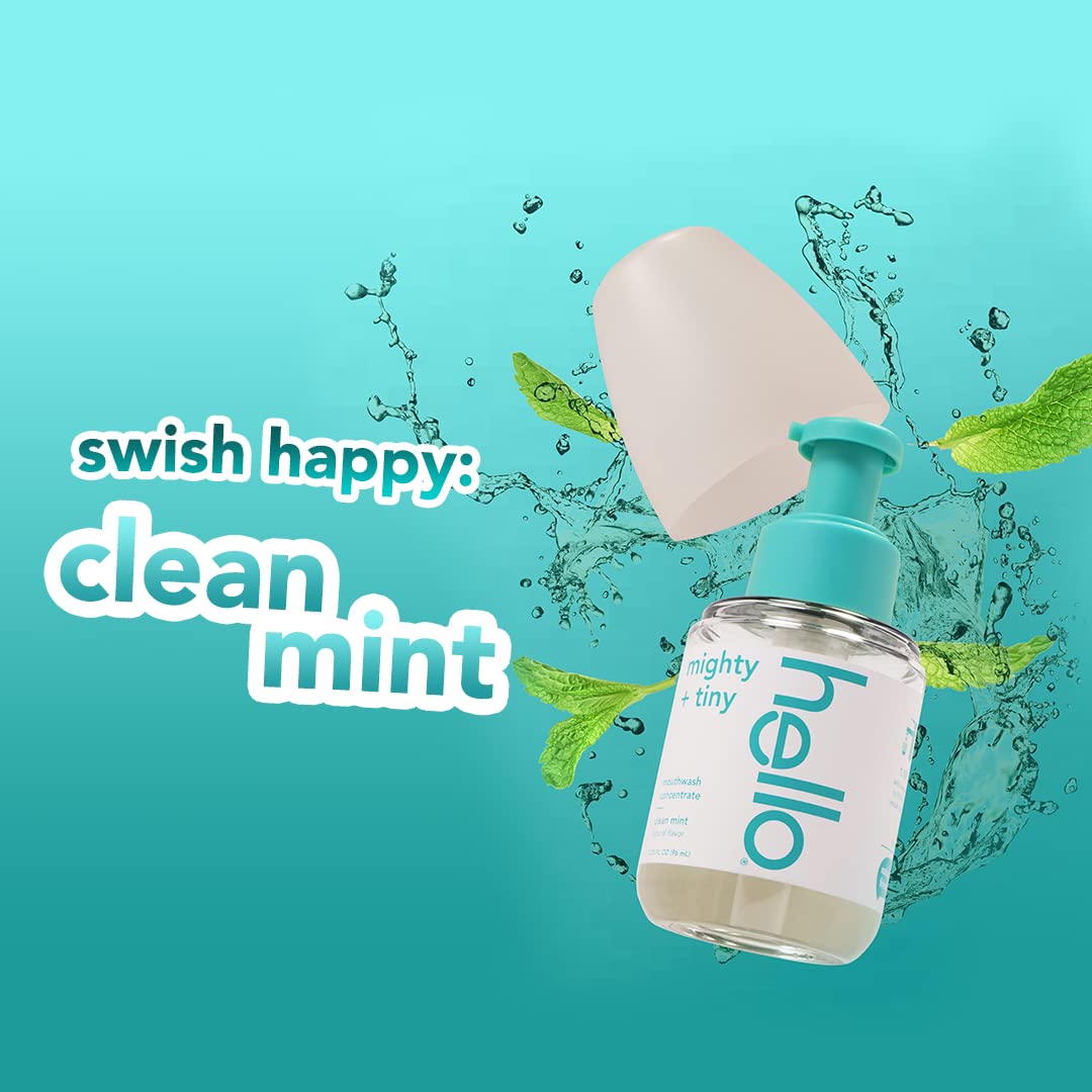 Hello Clean Mint Mouthwash Concentrate for Bad Breath, Alcohol Free Travel Size Mouthwash Made with Coconut Oil and Tea Tree Oil, Helps Freshen Breath, 2 Pack, 3.25 fl Oz Pump Bottles : Health & Household