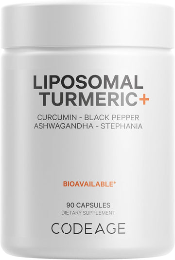 Codeage Organic Turmeric Supplement - 95% Curcumin Extract Pills - Liposomal Fermented Botanical Blend Black Pepper, Ashwagandha, Ginger, Stephania, Boswelia, Cumin, Digestive Bitters - 90 Capsules