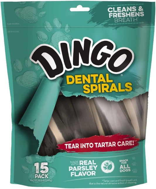 Dingo Dental Spirals With Real Parsley Flavor For Dogs, 360 Ct