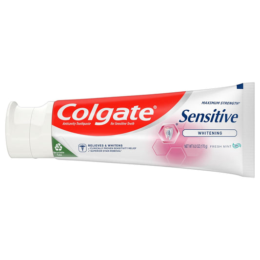 Colgate Sensitive Maximum Strength Sensitive Toothpaste, Plus Whitening And Fresh Stripe, 6 Oz