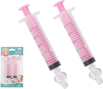 Nasal Irrigation for Baby - Nasal Syringe for Baby - 2PCS Professional Baby Nose Sucker with Cleanable and Reusable Silicone Nasal Suction Tip forIrrigation, Nasal Spray, Nasal Hygiene (Pink)