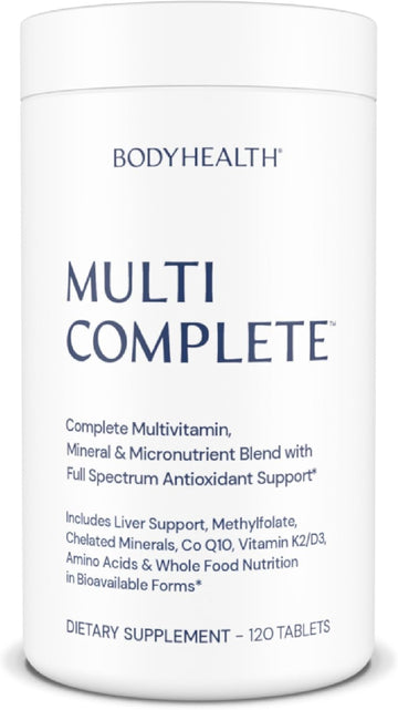 Bodyhealth Multi Complete (120 Ct) Daily Multivitamin For Men And Women With Whole Foods, Minerals, Antioxidants, Organic Green Food Concentrates, And Liver Detox Extracts, Vegan And Non Gmo