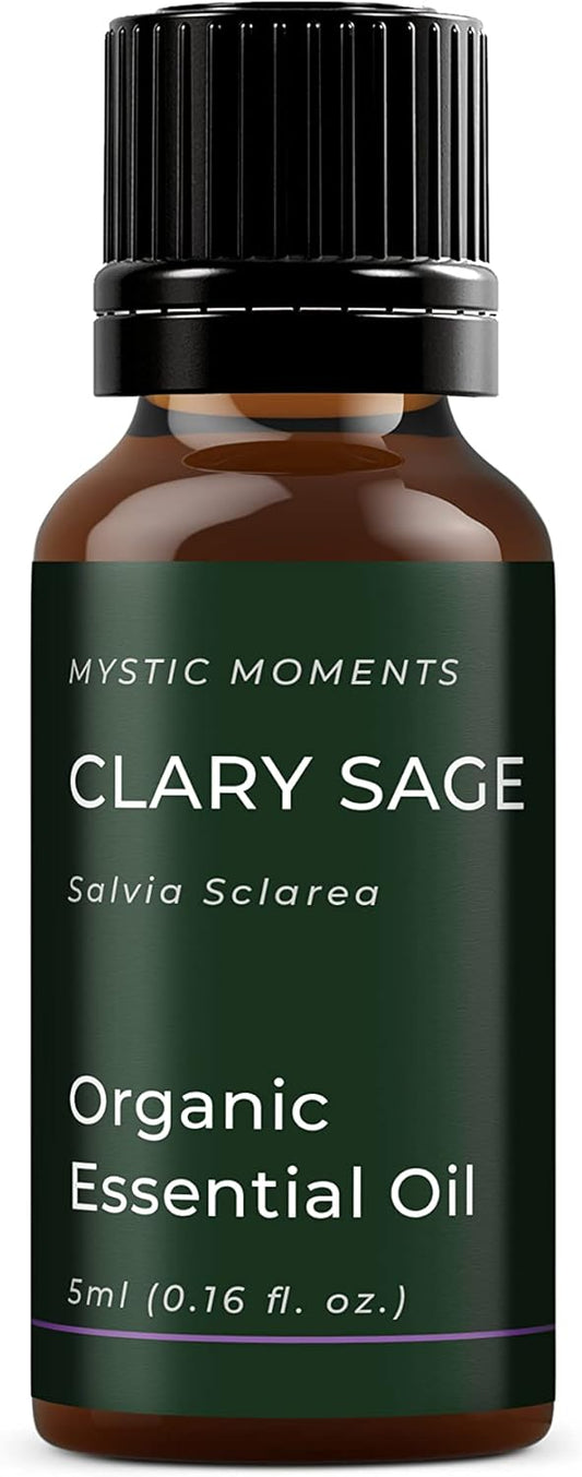 Mystic Moments | Organic Clary Sage Essential Oil 5ml - Pure & Natural oil for Diffusers, Aromatherapy & Massage Blends Vegan GMO Free