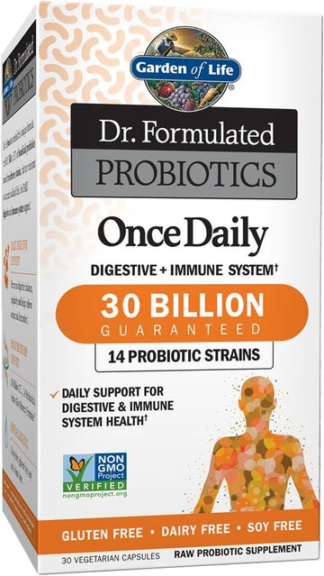 Garden Of Life Dr. Formulated Probiotics Once Daily Acidophilus Probiotic With Daily Support For Digestive And Immune Health - Gluten Free, Dairy Free, Soy Free Probiotics 30 Ct Vegetarian Capsules