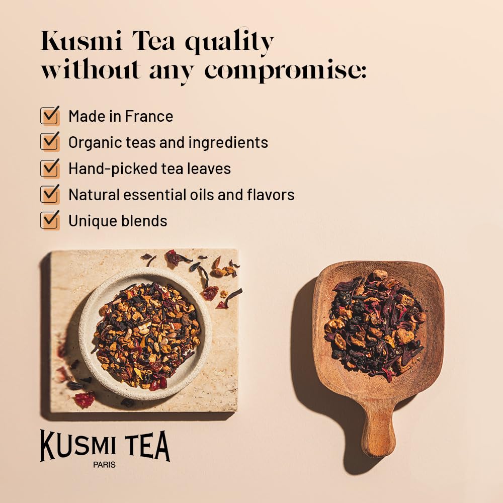 Kusmi Tea - White Berries - Organic Blend Of White Tea With Blackberry, Blackcurrant & Strawberry - Enjoy Hot Or Iced - Loose Leaf Tea - Tin Box Of 3.1 Oz - Quantity For About 50 Cups