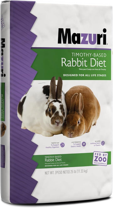 Mazuri | Nutritionally Complete Timothy Hay-Based Rabbit Food | 25 Pound (25 Lb.) Bag