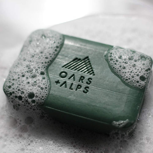 Oars + Alps Peppermint Charcoal Exfoliating Men's Bar Soap, Dermatologist Tested and Made with Clean Ingredients, Travel Size, 1 Pack, 6 Oz