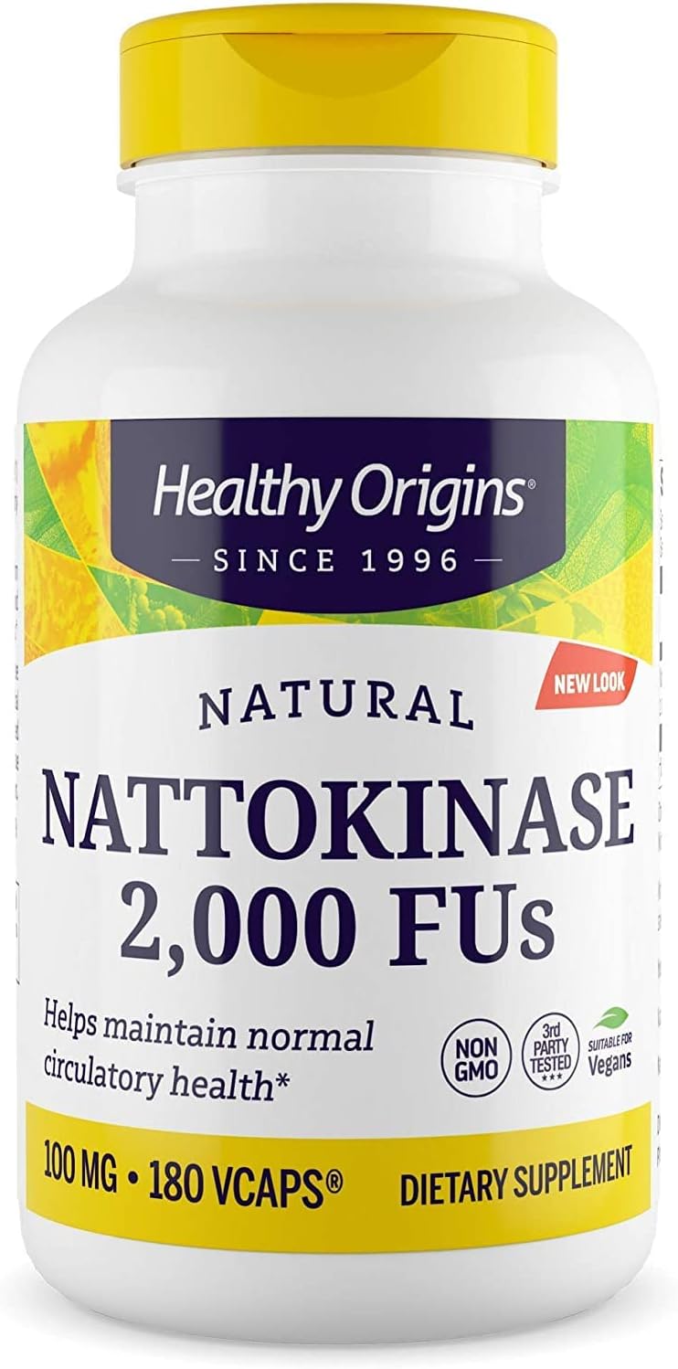 Healthy Origins Nattokinase 2,000 FUs, 100 mg - Nattokinase Supplement - Soy-Free, Vegan, Non-GMO & Gluten-Free Nattokinase - 180 Veggie Capsules