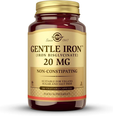 Solgar Gentle Iron - Ideal For Sensitive Stomachsred Blood Cell Supplement, Non Constipating & Gmo, Vegan, Gluten & Dairy Free, Kosher - 180 Servings, Unflavored, 180 Count