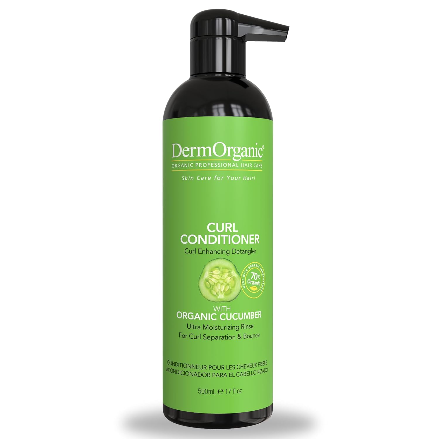 Dermorganic Organic Cucumber Curl Care Conditioner – Sulfate-Free, Color Safe, Hydrating, 17 Oz
