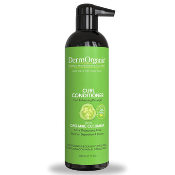 Dermorganic Organic Cucumber Curl Care Conditioner – Sulfate-Free, Color Safe, Hydrating, 17 Oz