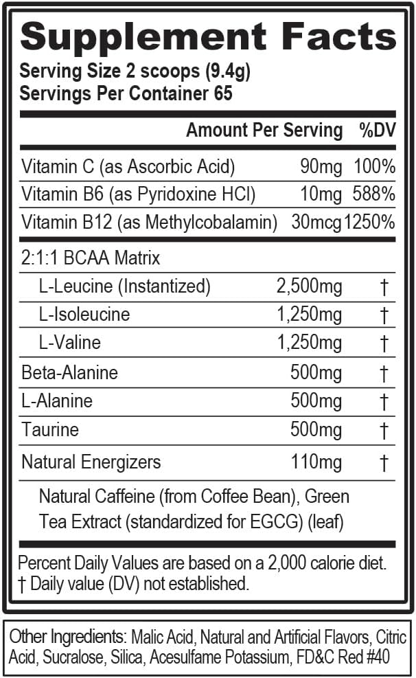 Evl Bcaas Amino Acids Powder - Bcaa Energy Pre Workout Powder For Muscle Recovery Lean Growth And Endurance - Rehydrating Post Workout Recovery Drink With Natural Caffeine - Cherry Limeade : Health & Household