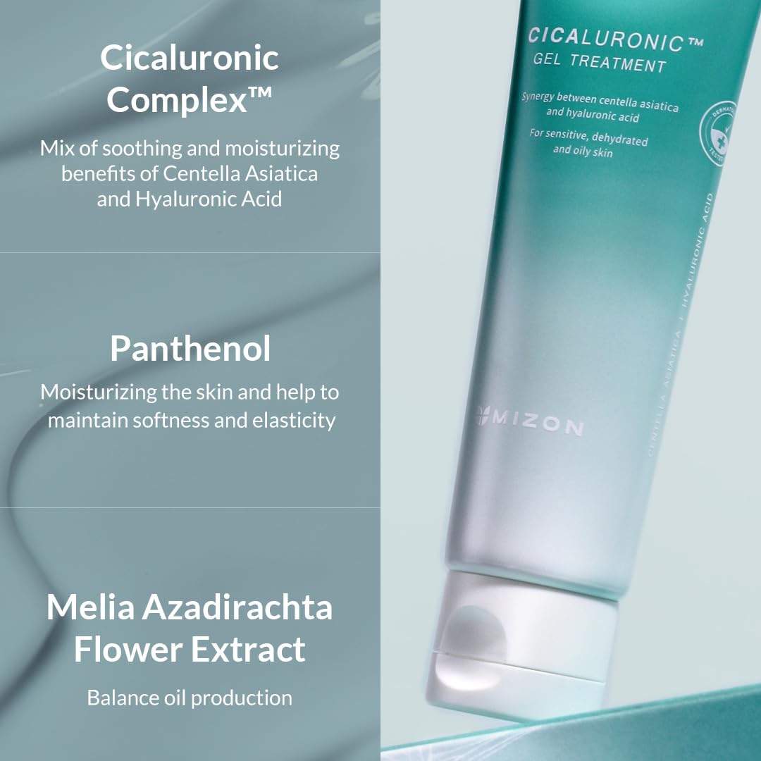Mizon Cicaluronic Gel Treatment With Centella Asiatica Hyaluronic Acid Vitamin B5 86% Natural Ingredients Mositurizing Soothing Korean Skincare (50Ml/1.69Fl Oz) : Beauty & Personal Care