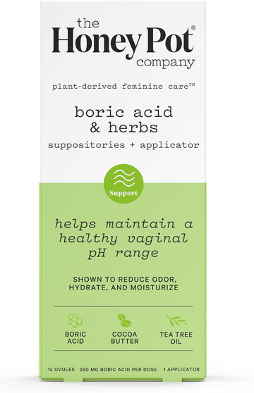 The Honey Pot Company 7 Day Boric Acid & Herbs Suppositories - Maintains And Balances Healthy Vaginal Ph, Manages Odor, Hydrates, & Moisturizes - Gynecologist Tested