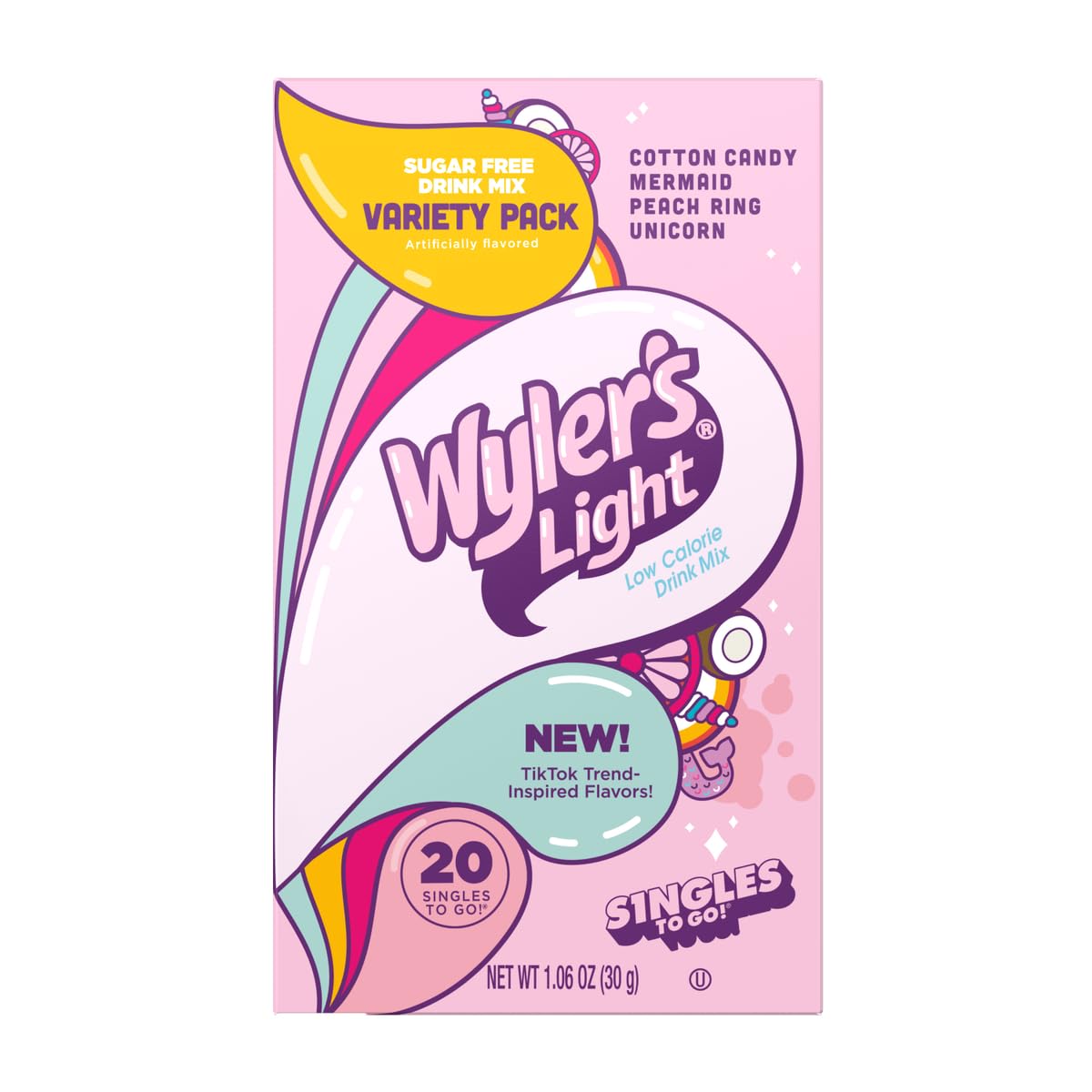 Wyler'S Light Tiktok Bundle Variety Pack - Pack Of 2 - Pink Variety Pack And Blue Variety Pack - 20 Packets Per Box - Trend Inspired Flavors - Low Calorie Drink Mix