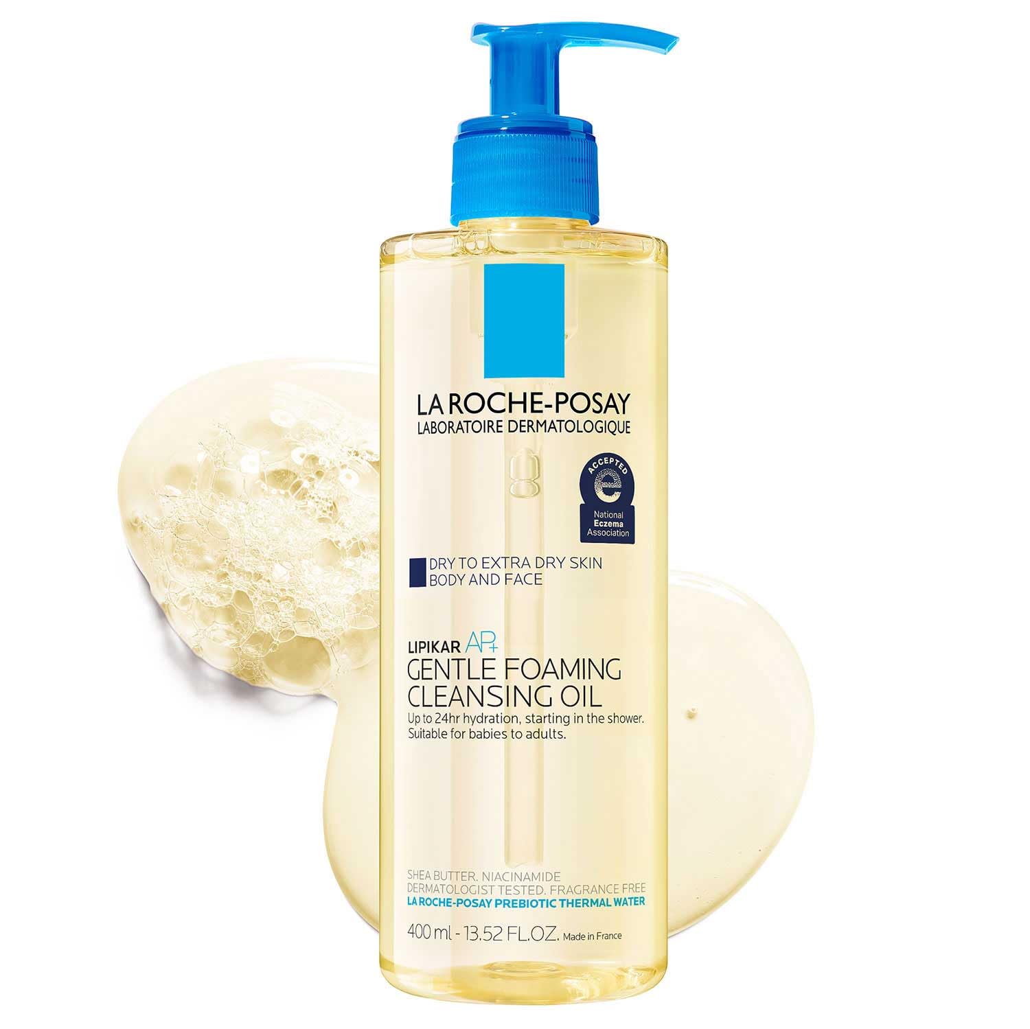 La Roche-Posay New Lipikar Ap+ Gentle Foaming Cleansing Oil | Gentle Oil Cleanser For Face And Body Formulated With Niacinamide | Long-Lasting 24-Hour Hydration | Fragrance-Free & Soap Free