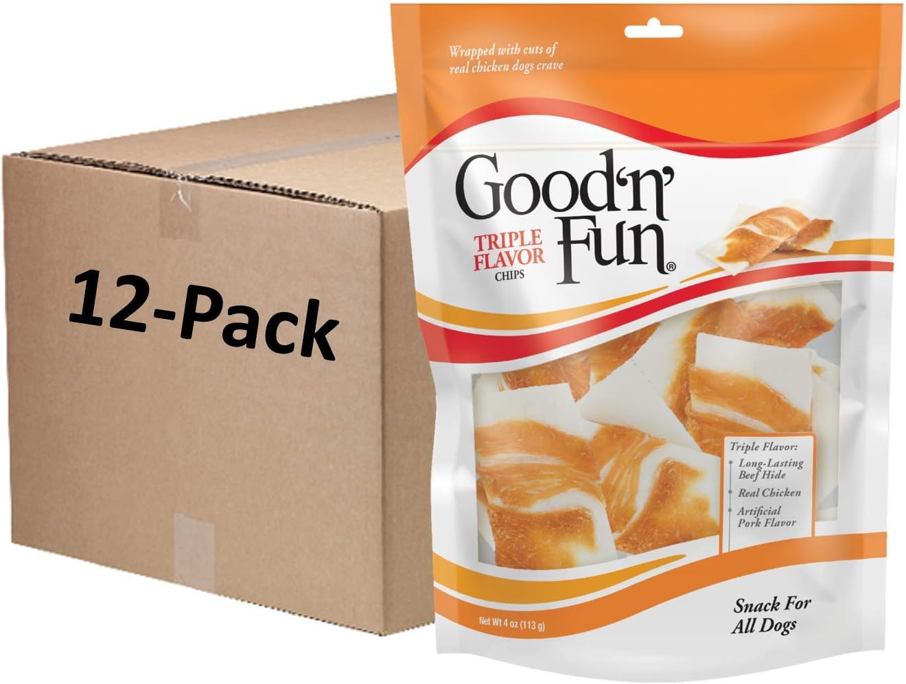 Good'N'Fun Triple Flavor Rawhide Chips With Real Chicken