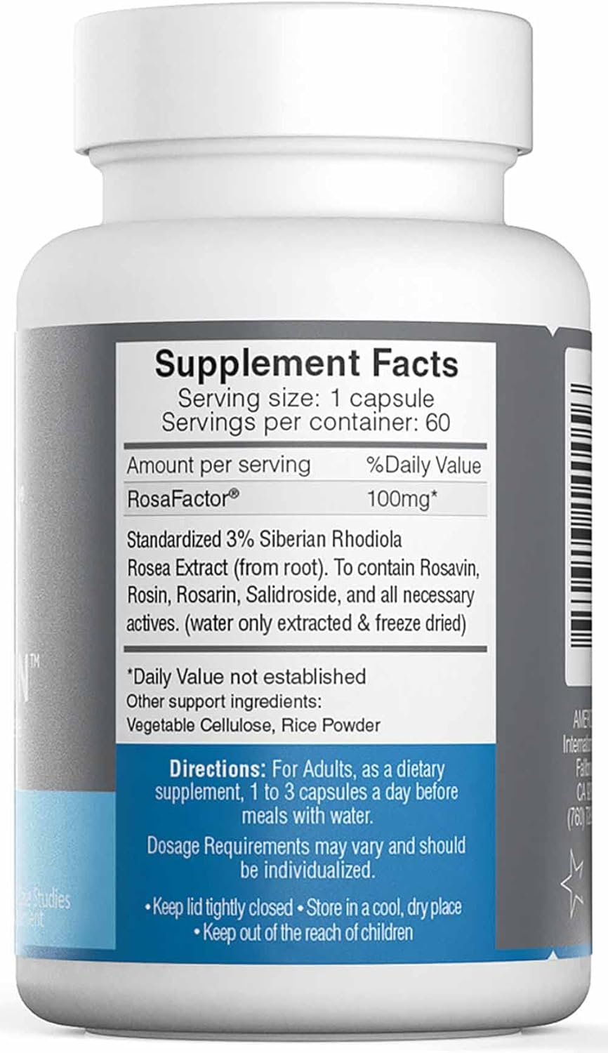 Rosavin -Siberian Rhodiola Rosea 60 V-Capsules 100Mg
