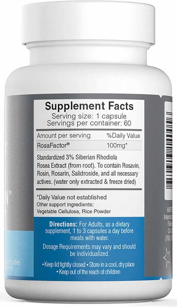 Rosavin -Siberian Rhodiola Rosea 60 V-Capsules 100Mg