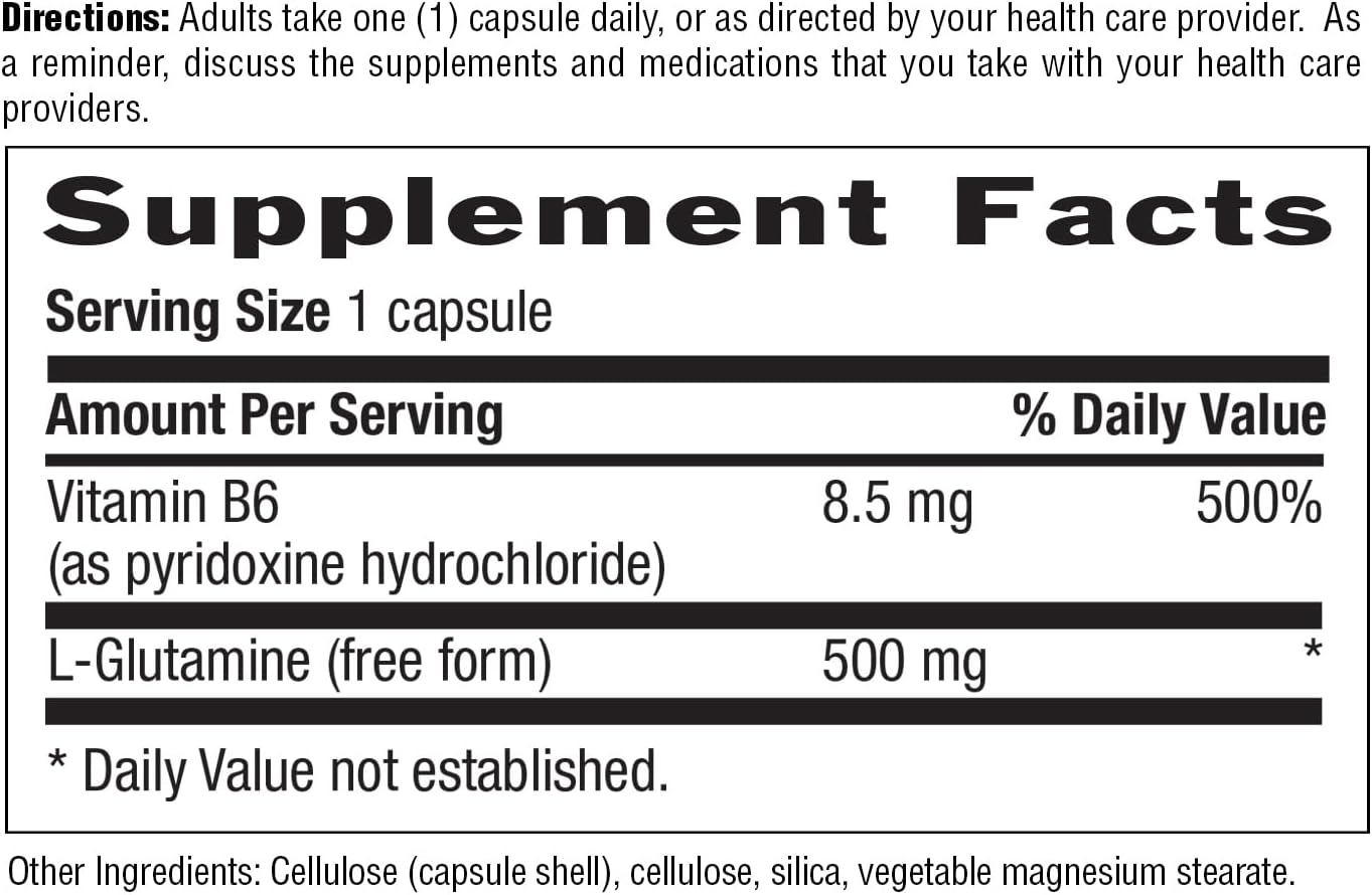 Country Life L-Glutamine 500 Mg With B-6 - Amino Acids Supplement For Muscle Support & Gut Health - Vegan, Gluten-Free, Kosher - High Absorption - No Yeast, Corn, Soy - 100 Capsules