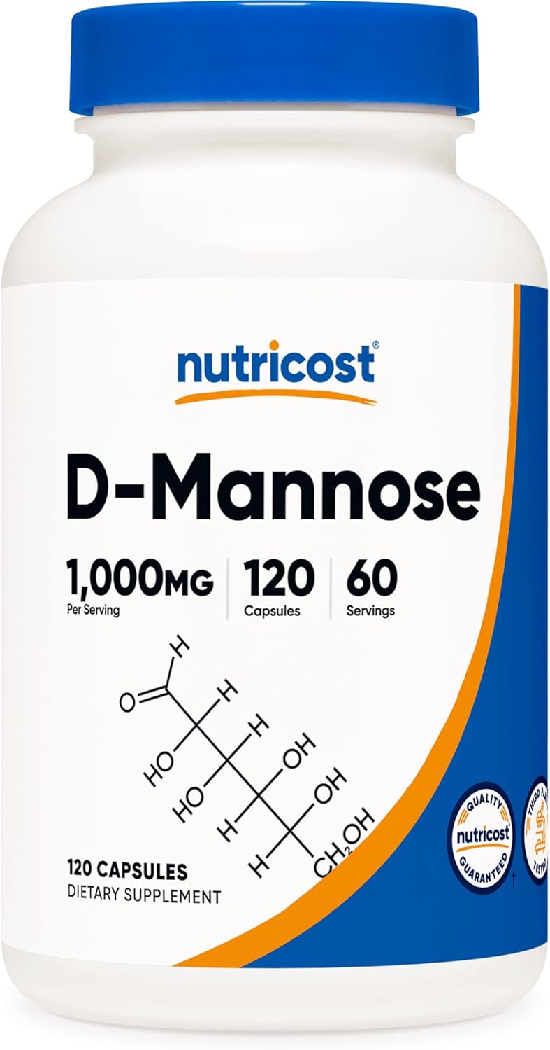 Nutricost D-Mannose 1000mg Per Serving, 120 Capsules - 500mg Per Capsule, Urinary Tract Health, Non-GMO and Gluten Free