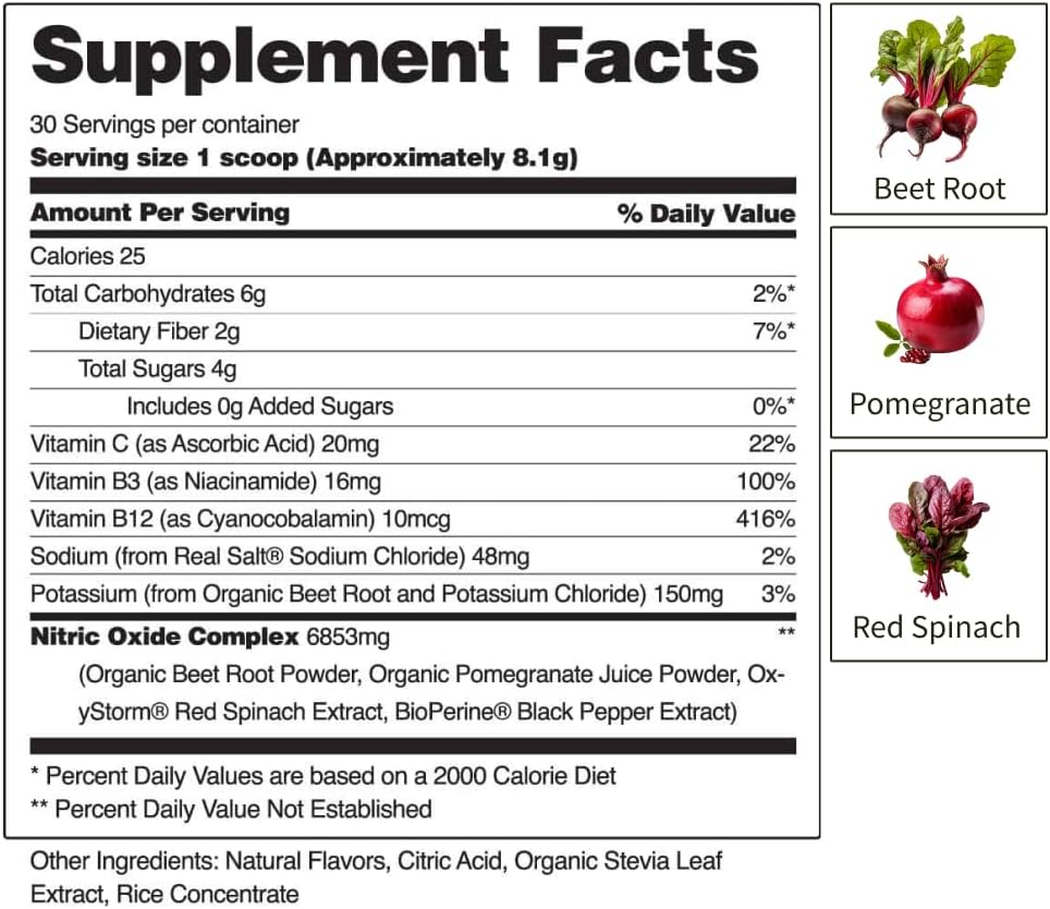 Snap Supplements USDA Organic Beet Root Powder, 3-in-1 Nitric Oxide Supplement, Support Healthy Blood Circulation, 250g (Apple) : Health & Household