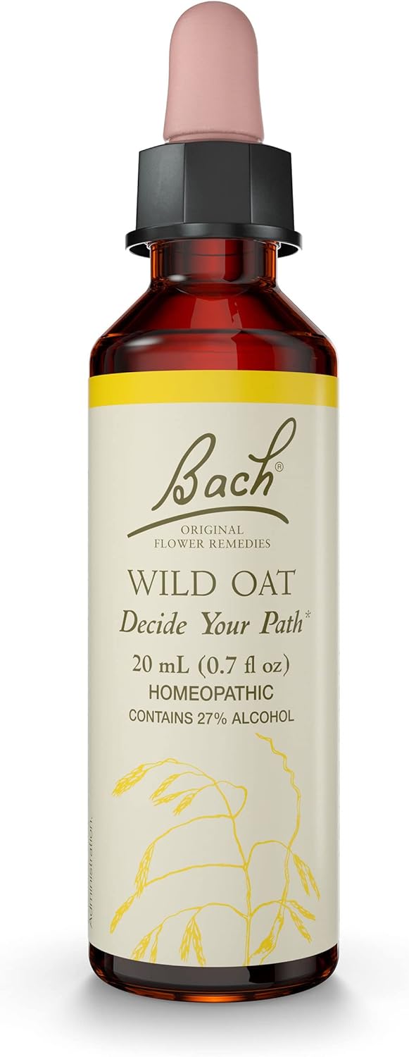 Bach Original Flower Remedies, Wild Oat For Deciding Life'S Path, Natural Homeopathic Flower Essence, Holistic Wellness And Stress Relief, Vegan, 20Ml Dropper