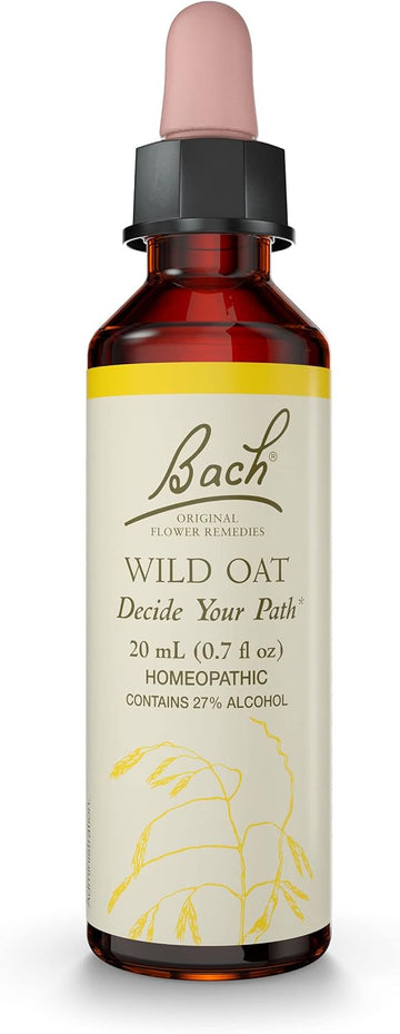 Bach Original Flower Remedies, Wild Oat For Deciding Life'S Path, Natural Homeopathic Flower Essence, Holistic Wellness And Stress Relief, Vegan, 20Ml Dropper