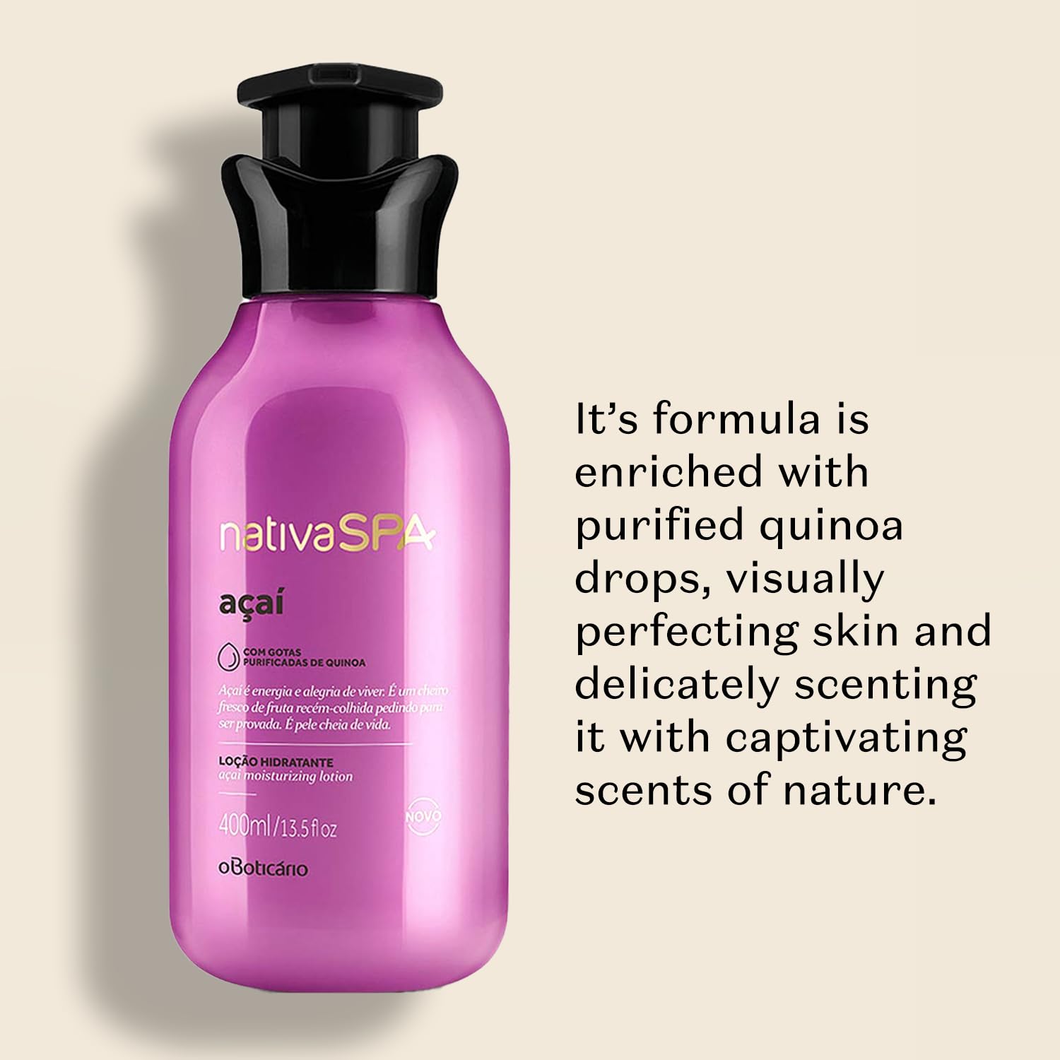Nativa Spa Shea Moisturizing Body Lotion, Fragranced Skin Moisturizer With Purified Quinoa Drops, 13.5 Ounce